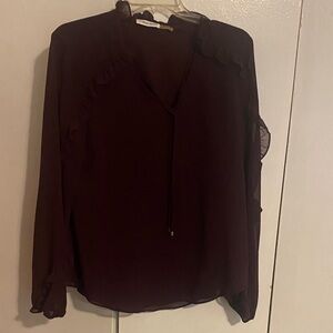 Calvin Klein Deep Burgundy Ruffle Blouse